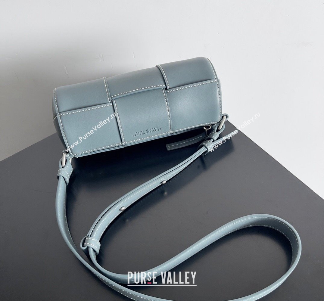 Bottega Veneta Small Canette Intreccio leather cross-body Bag Gray Blue (misu-24040816)