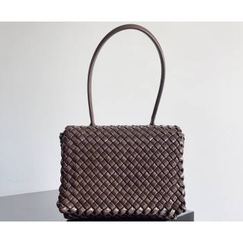 Bottega Veneta Patti Padded intreccio leather Top Handle Bag Patent FONDANT 2024 (misu-24040808)