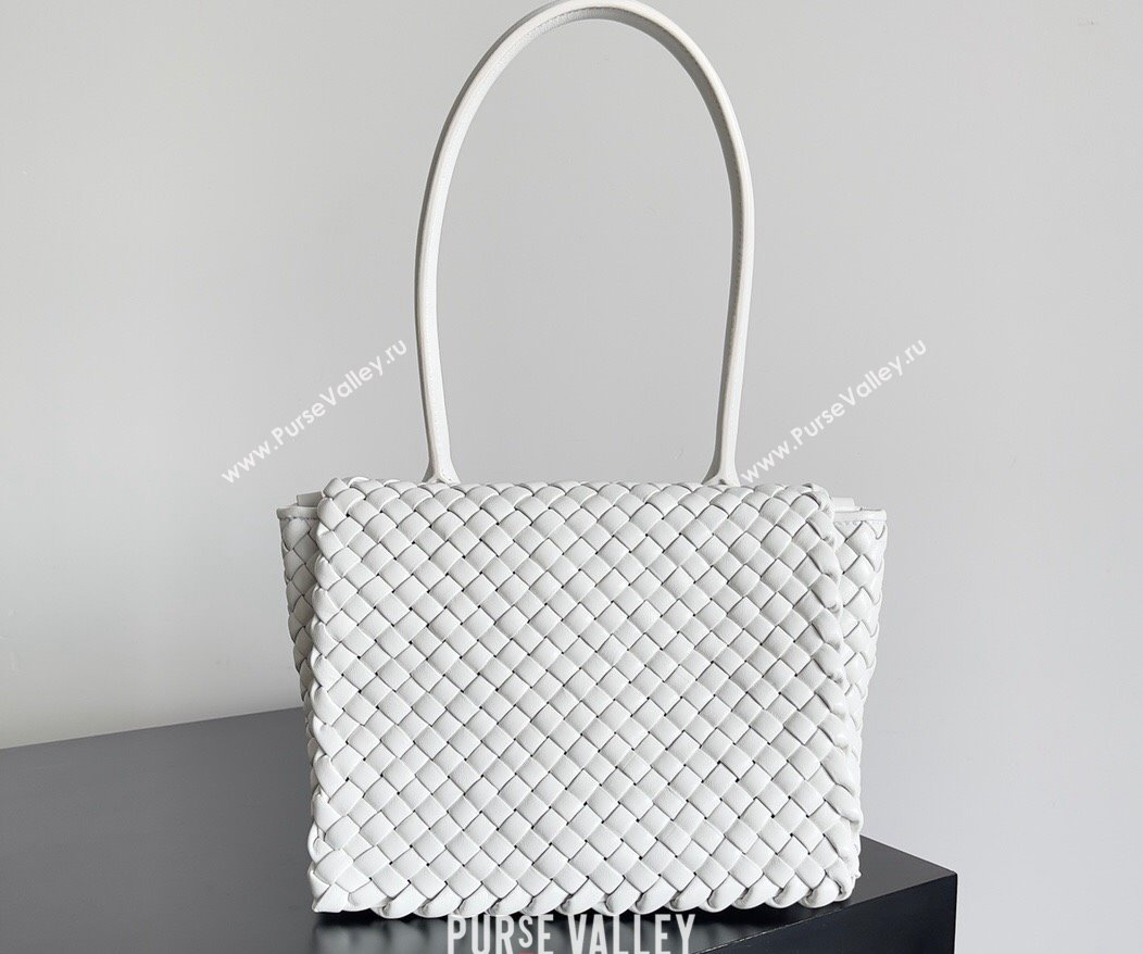 Bottega Veneta Patti Padded intreccio leather Top Handle Bag White 2024 (misu-24040802)
