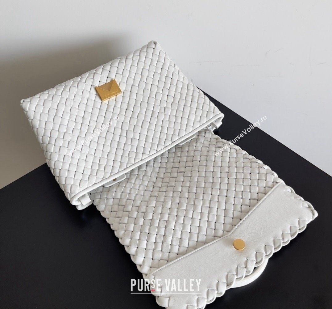 Bottega Veneta Patti Padded intreccio leather Top Handle Bag White 2024 (misu-24040802)