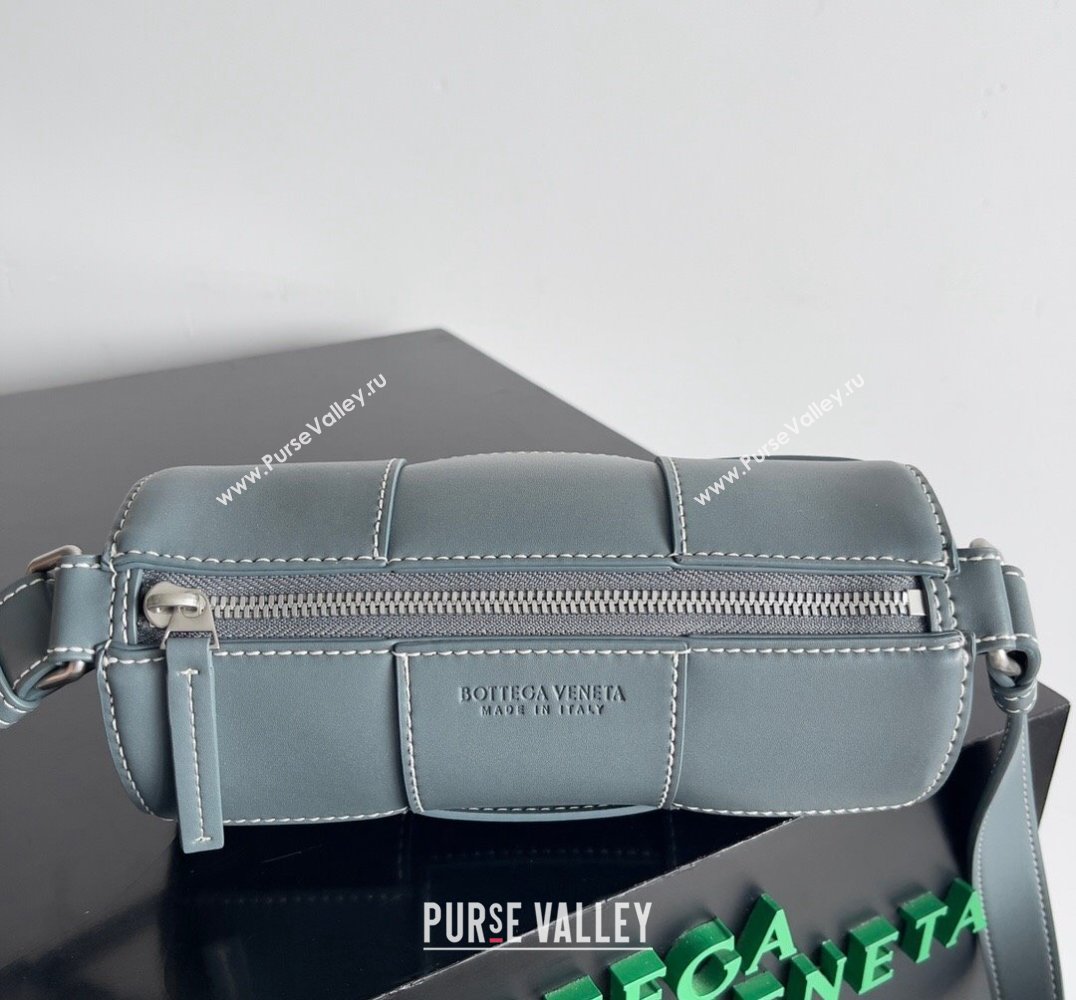 Bottega Veneta Small Canette Intreccio leather cross-body Bag Gray Blue (misu-24040816)