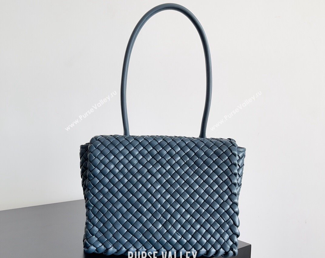 Bottega Veneta Patti Padded intreccio leather Top Handle Bag Navy Blue 2024 (misu-24040804)