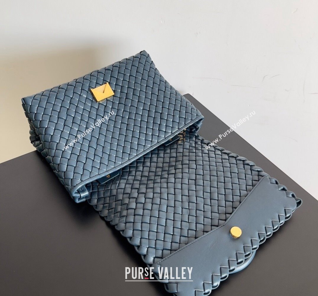 Bottega Veneta Patti Padded intreccio leather Top Handle Bag Navy Blue 2024 (misu-24040804)