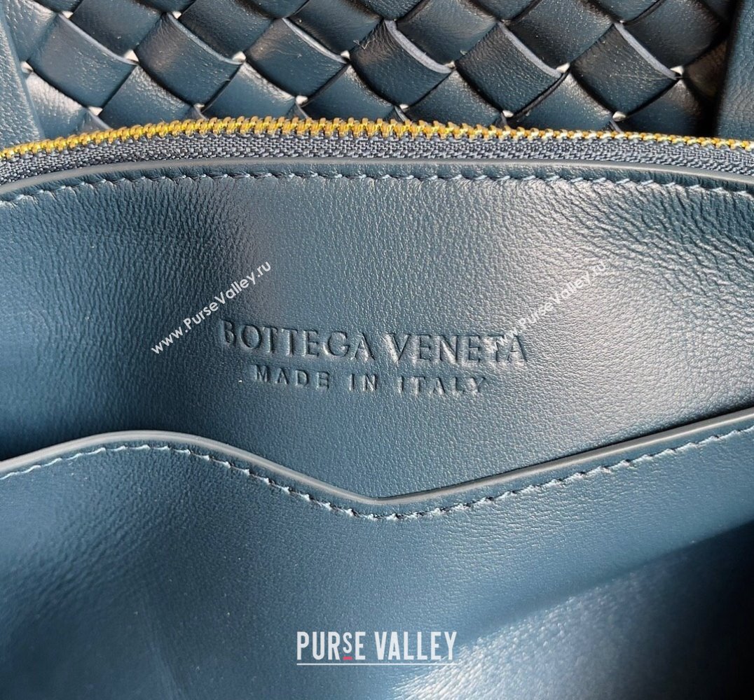 Bottega Veneta Patti Padded intreccio leather Top Handle Bag Navy Blue 2024 (misu-24040804)