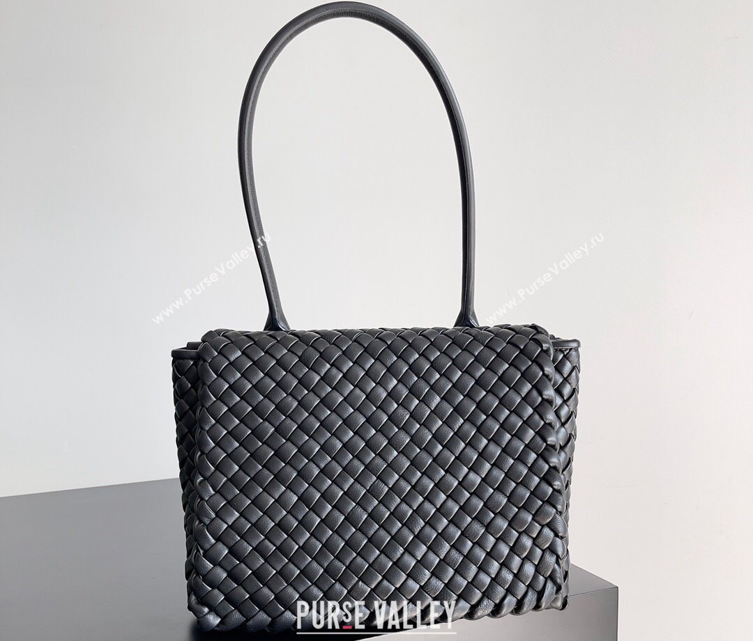 Bottega Veneta Patti Padded intreccio leather Top Handle Bag Black 2024 (misu-24040801)