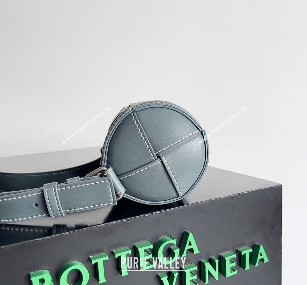Bottega Veneta Small Canette Intreccio leather cross-body Bag Gray Blue (misu-24040816)