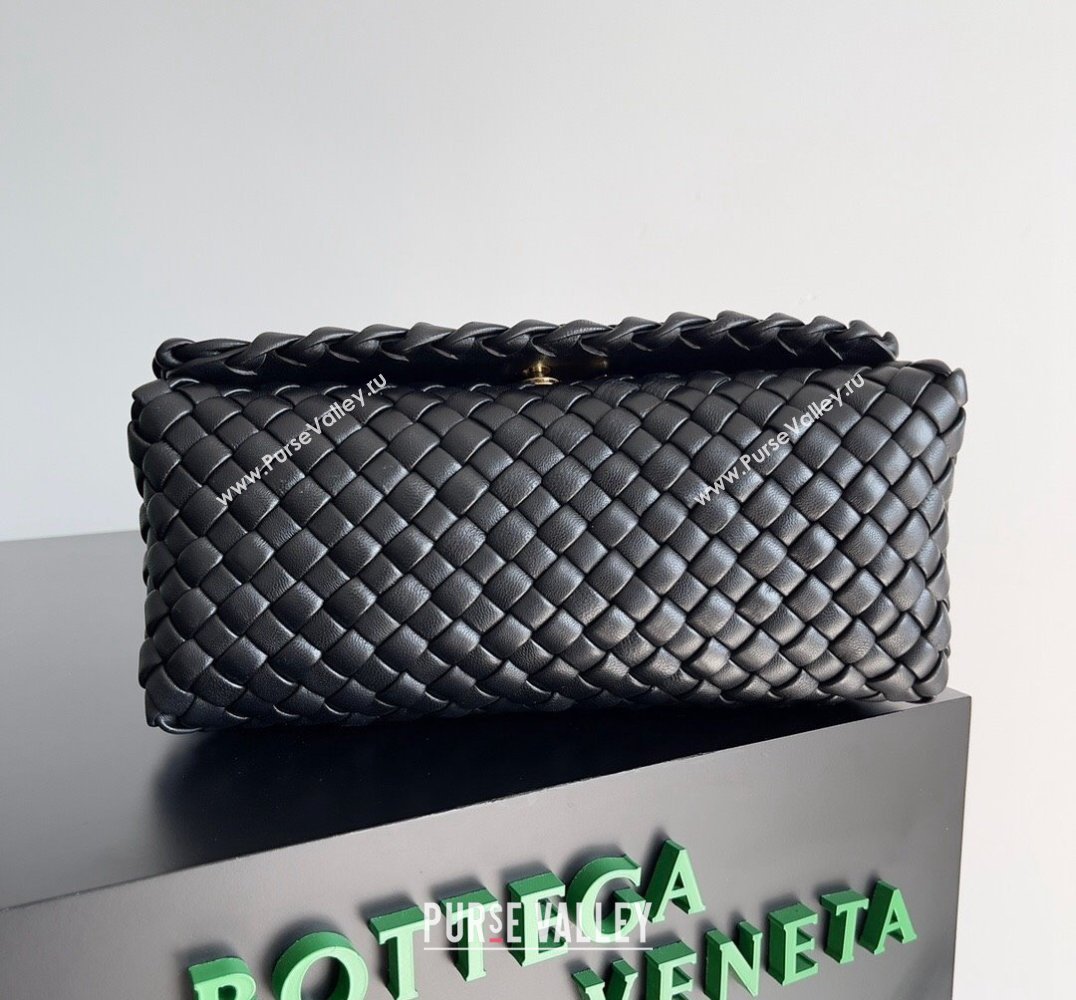 Bottega Veneta Patti Padded intreccio leather Top Handle Bag Black 2024 (misu-24040801)