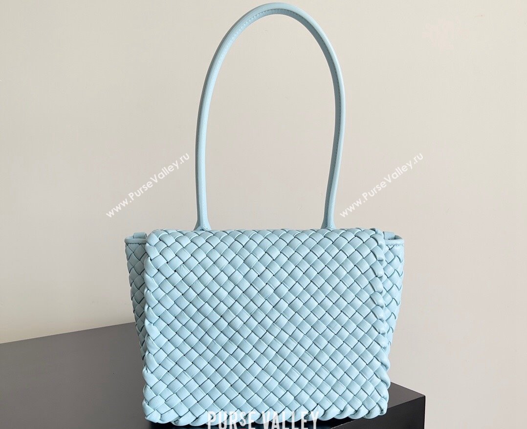 Bottega Veneta Patti Padded intreccio leather Top Handle Bag Sky Blue 2024 (misu-24040805)