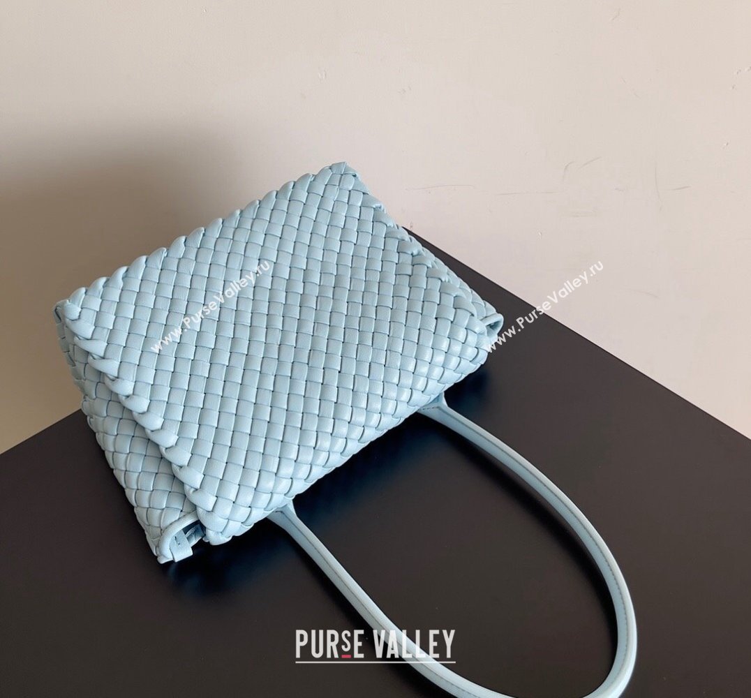 Bottega Veneta Patti Padded intreccio leather Top Handle Bag Sky Blue 2024 (misu-24040805)