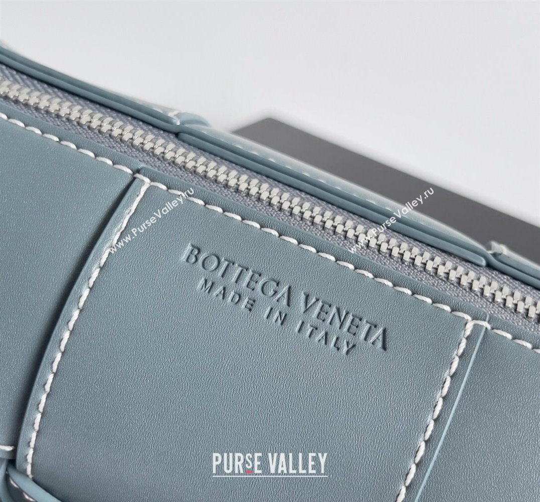 Bottega Veneta Small Canette Intreccio leather cross-body Bag Gray Blue (misu-24040816)