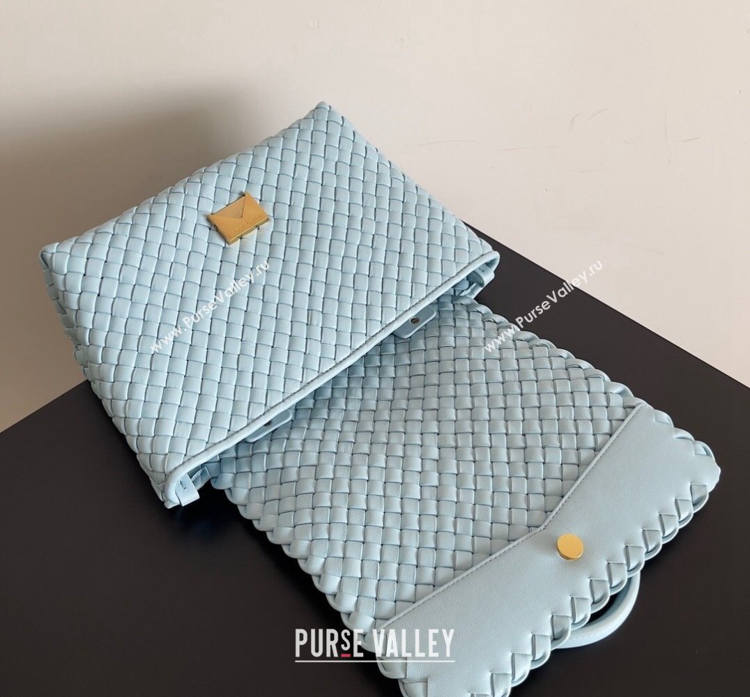Bottega Veneta Patti Padded intreccio leather Top Handle Bag Sky Blue 2024 (misu-24040805)