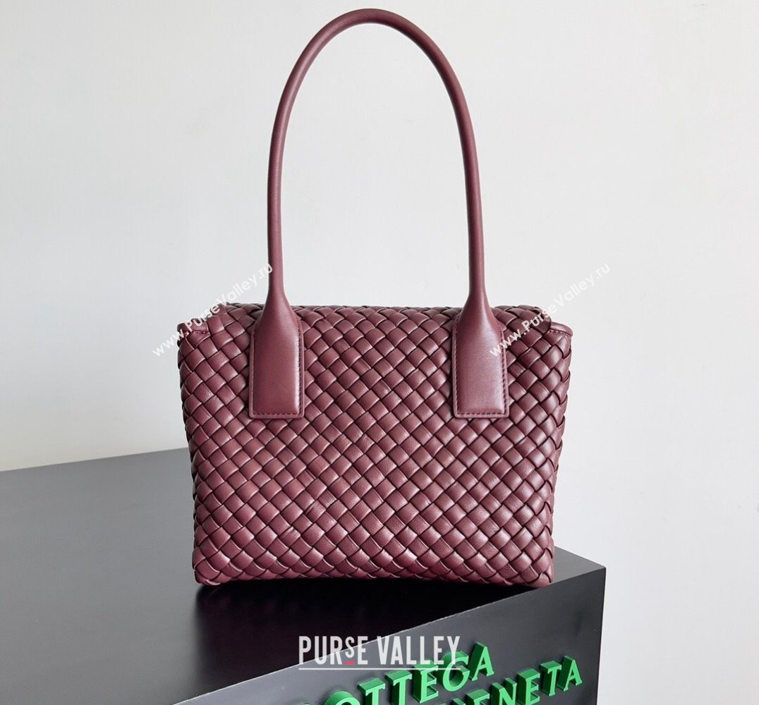 Bottega Veneta Patti Padded intreccio leather Top Handle Bag BAROLO 2024 (misu-24040806)