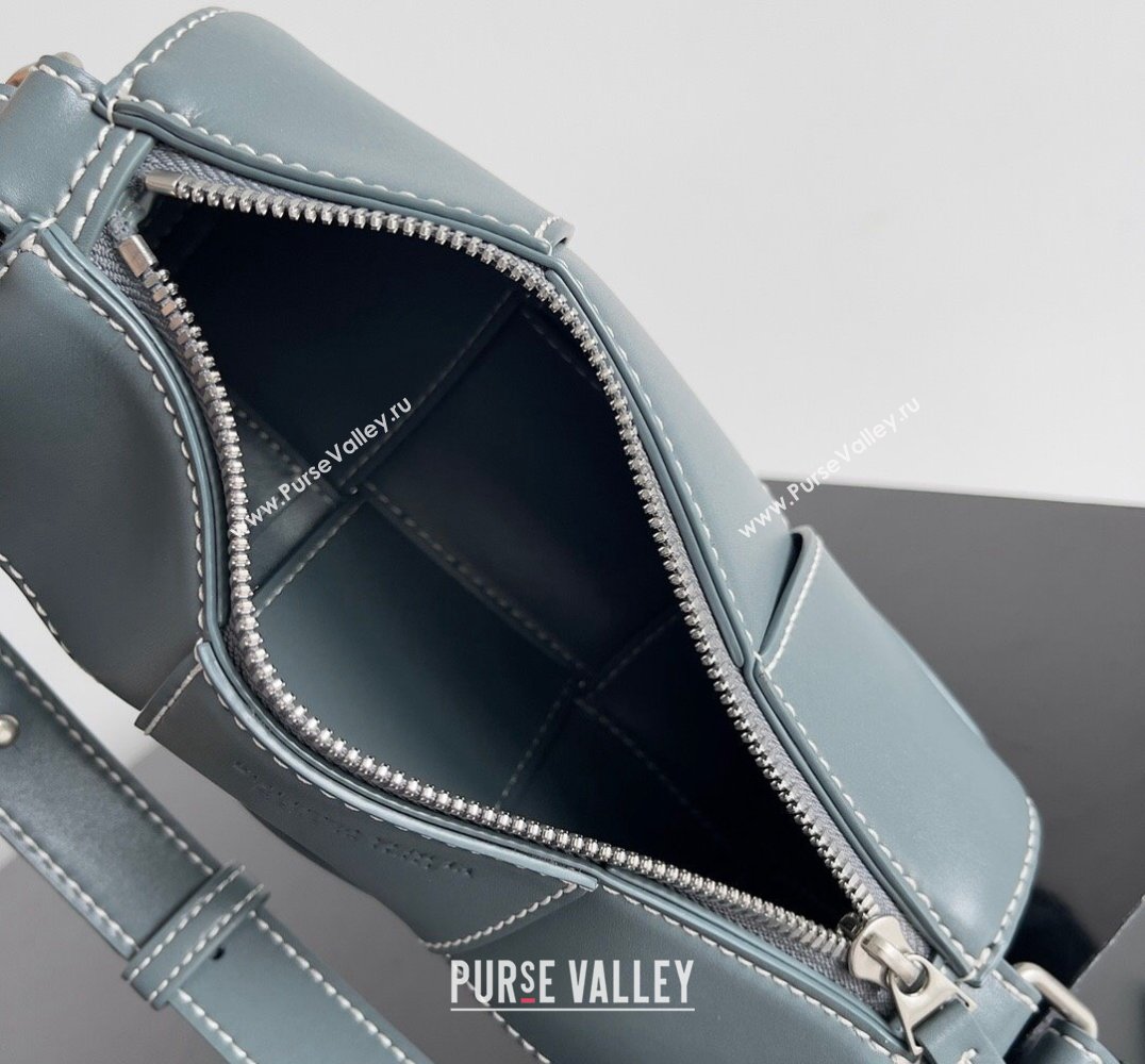 Bottega Veneta Small Canette Intreccio leather cross-body Bag Gray Blue (misu-24040816)