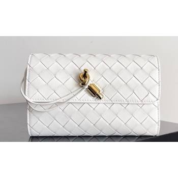 Bottega Veneta Andiamo Large Flap Wallet White with metallic knot closure 2024 (misu-24040707)