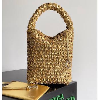 Bottega Veneta Kalimero Bucket bag Intreccio lamina leather Gold 2024 (misu-24040712)