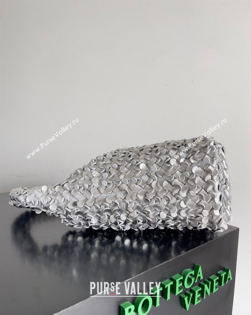 Bottega Veneta Kalimero Bucket bag Intreccio lamina leather Silver 2024 (misu-24040713)