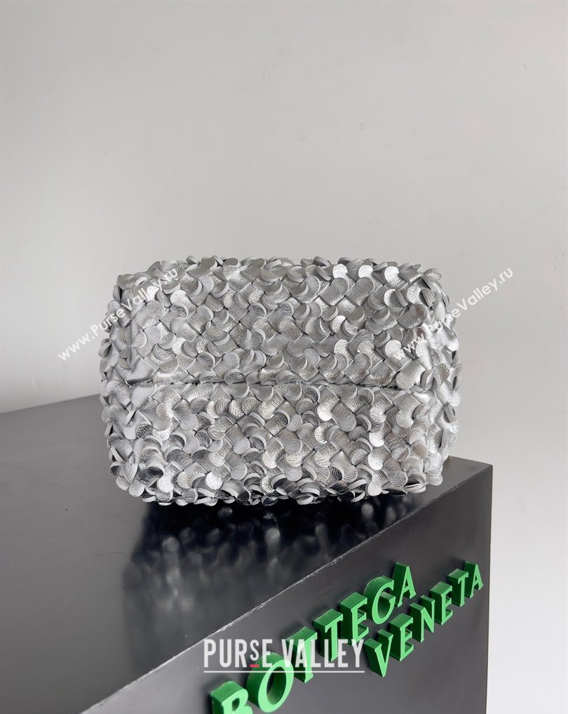 Bottega Veneta Kalimero Bucket bag Intreccio lamina leather Silver 2024 (misu-24040713)