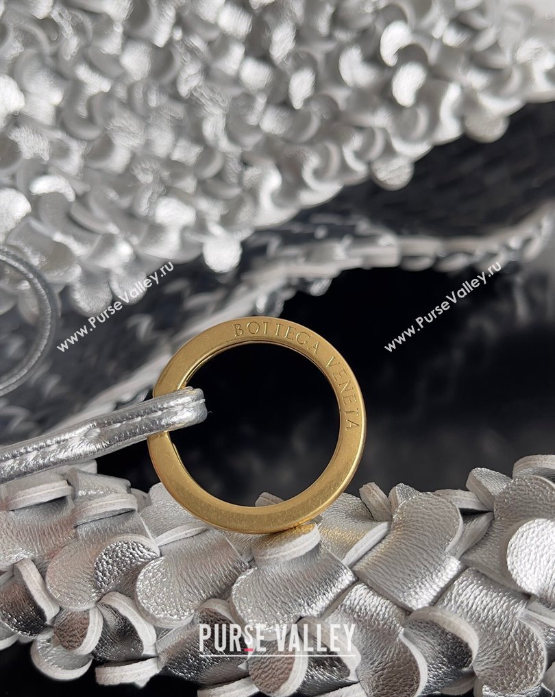 Bottega Veneta Kalimero Bucket bag Intreccio lamina leather Silver 2024 (misu-24040713)