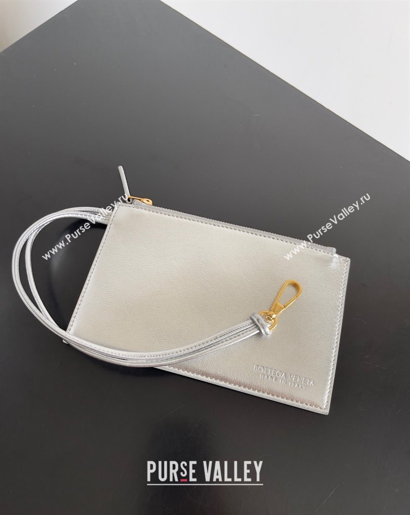 Bottega Veneta Kalimero Bucket bag Intreccio lamina leather Silver 2024 (misu-24040713)