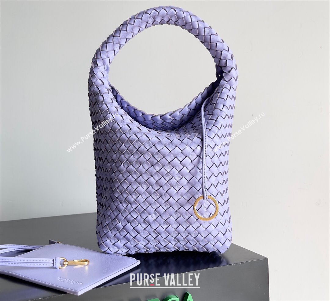 Bottega Veneta Small Cabat Bucket Small Intreccio leather bag Lilac 2024 (misu-24040710)