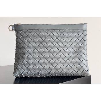 Bottega Veneta Intrecciato leather pouch Clutch Bag Gray (misu-24040834)