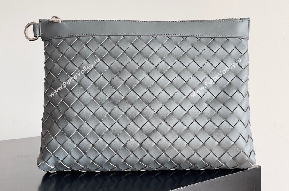 Bottega Veneta Intrecciato leather pouch Clutch Bag Gray (misu-24040834)