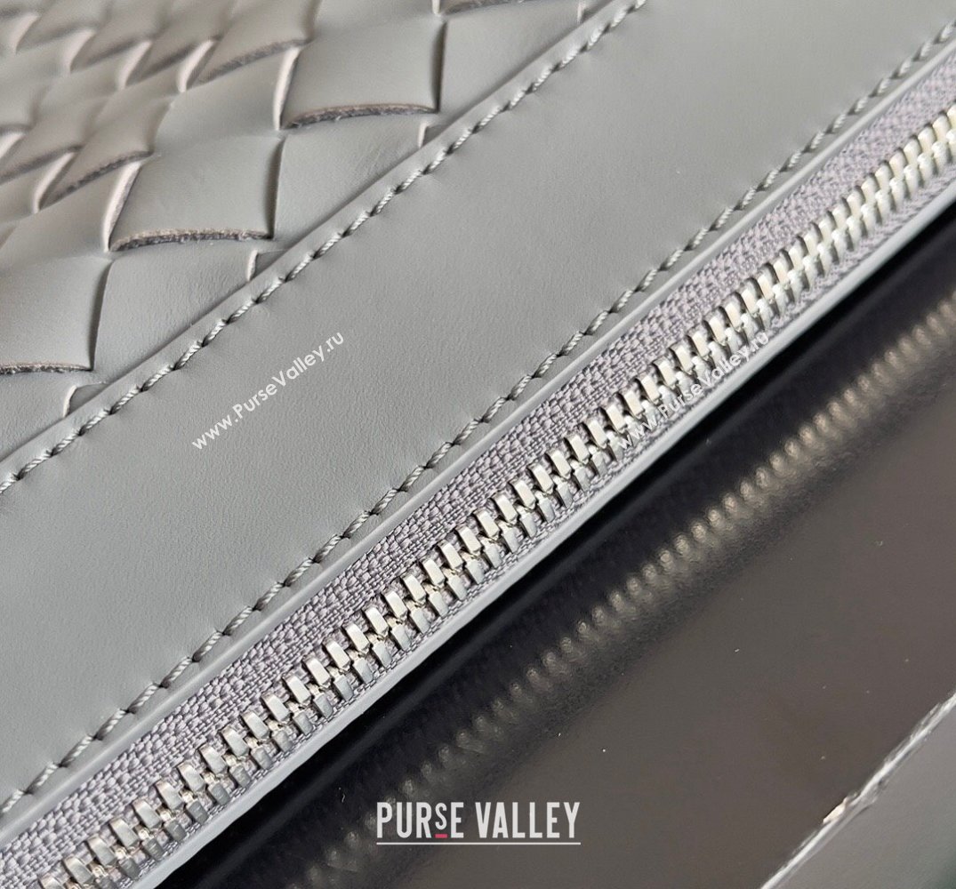 Bottega Veneta Intrecciato leather pouch Clutch Bag Gray (misu-24040834)