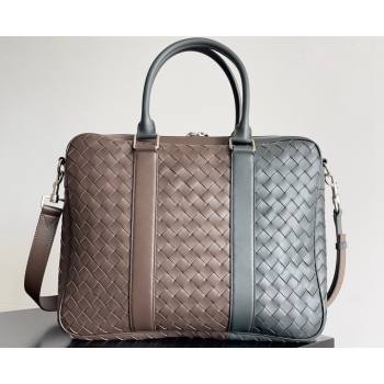 Bottega Veneta Large Intrecciato Briefcase Bag Light brown / Dark green (misu-24040829)