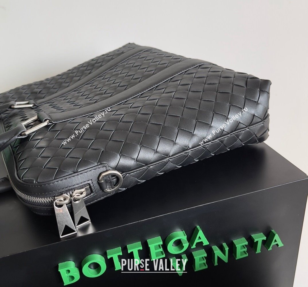 Bottega Veneta Slim Intrecciato Briefcase Bag Black (misu-24040825)