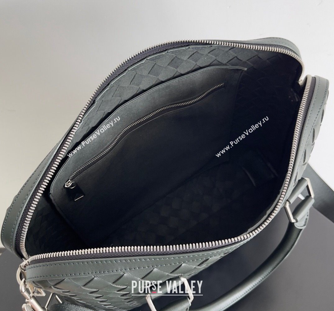 Bottega Veneta Slim Intrecciato Briefcase Bag Dark green (misu-24040827)