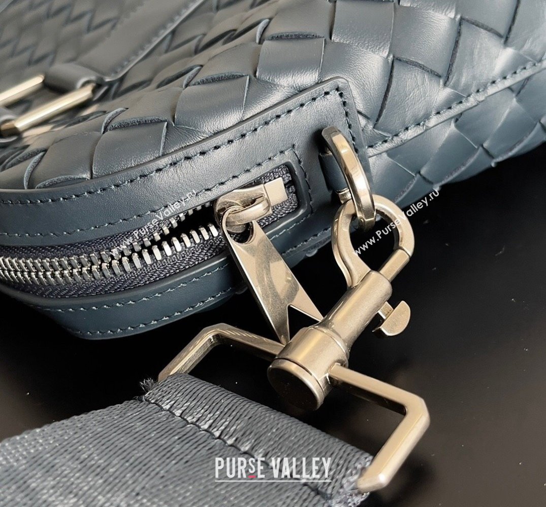 Bottega Veneta Slim Intrecciato Briefcase Bag Navy Blue (misu-24040828)