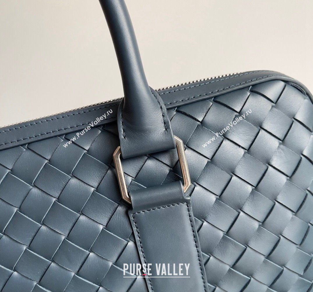 Bottega Veneta Slim Intrecciato Briefcase Bag Navy Blue (misu-24040828)