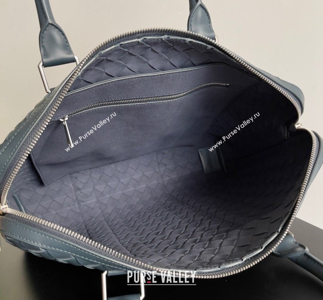 Bottega Veneta Slim Intrecciato Briefcase Bag Navy Blue (misu-24040828)