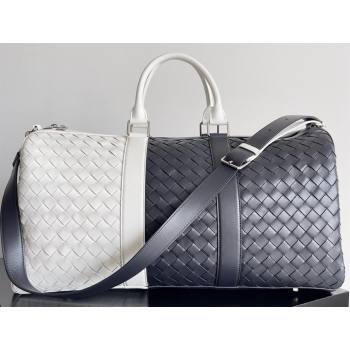 Bottega Veneta Medium Intrecciato Duffle Intrecciato leather Bag Space / White (misu-24040823)