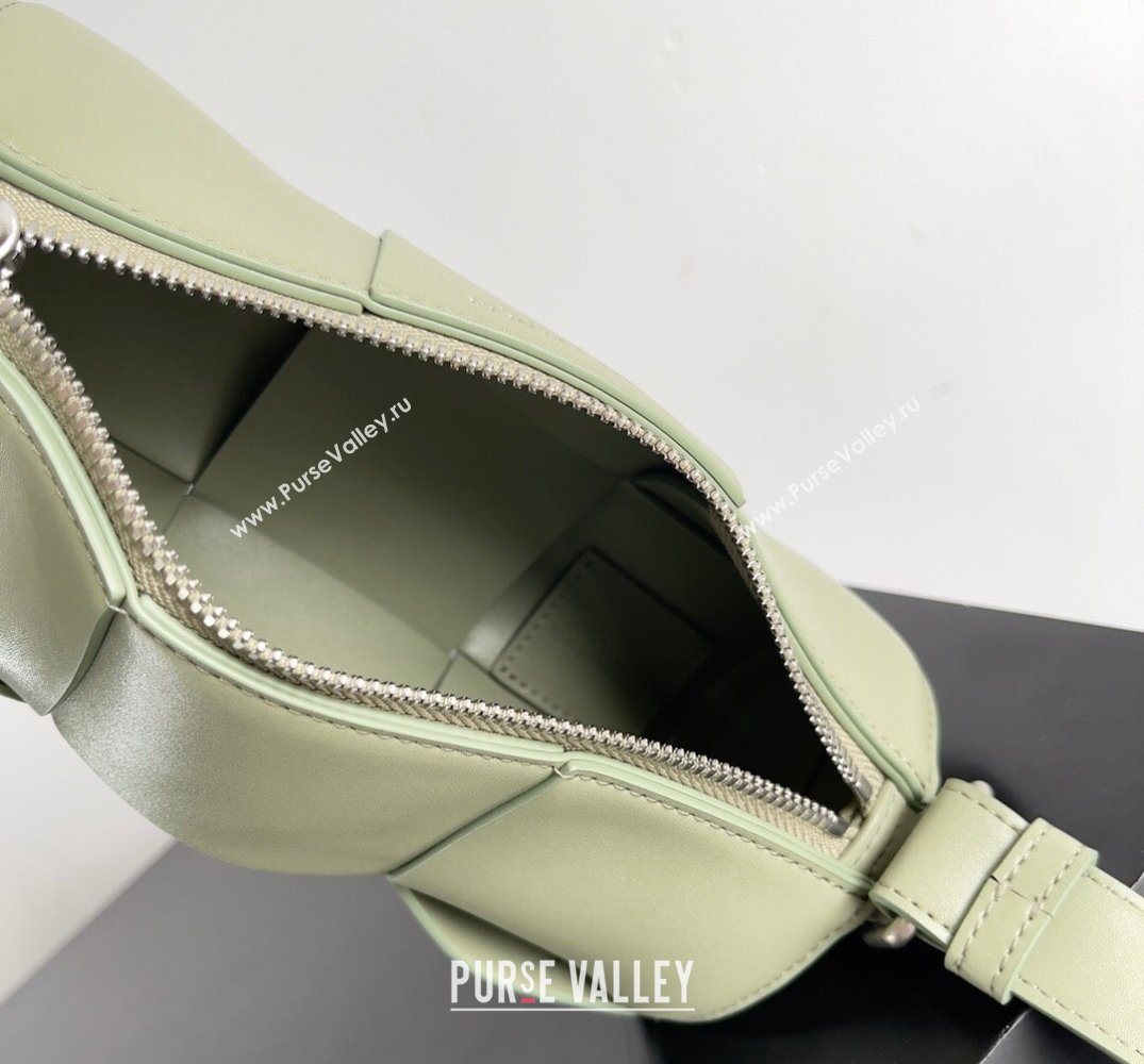 Bottega Veneta Small Canette Intreccio leather cross-body Bag Light Green (misu-24040811)
