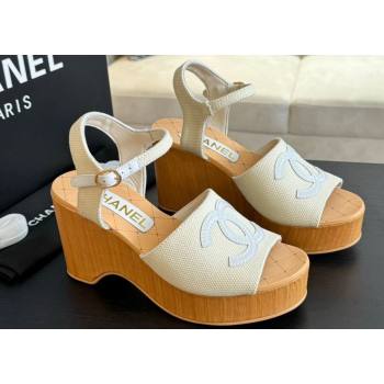 Chanel Fabric Patent Calfskin Sandals G45555 White 2024 (modeng-24040702)