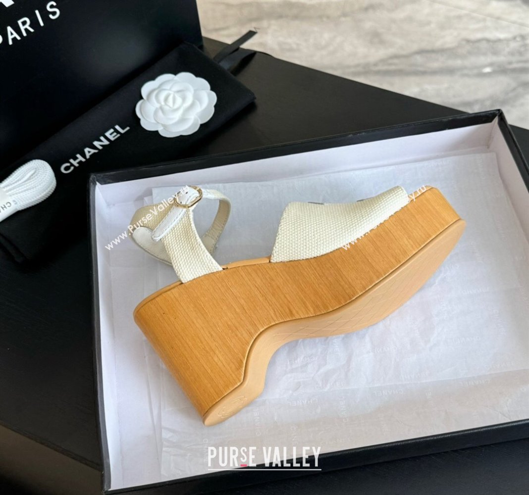 Chanel Fabric Patent Calfskin Sandals G45555 White 2024 (modeng-24040702)