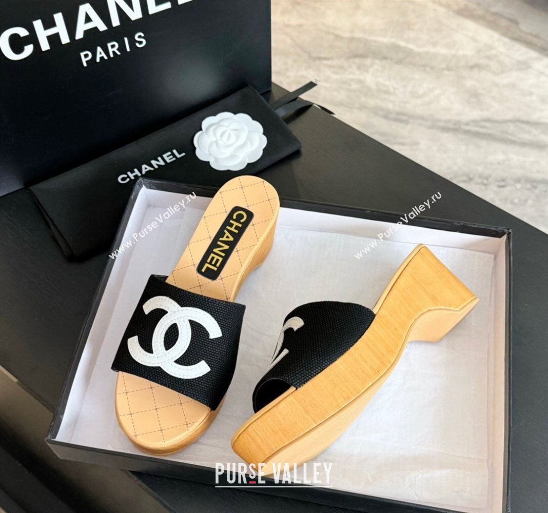 Chanel Fabric Patent Calfskin Mules G45555 Black 2024 (modeng-24040709)