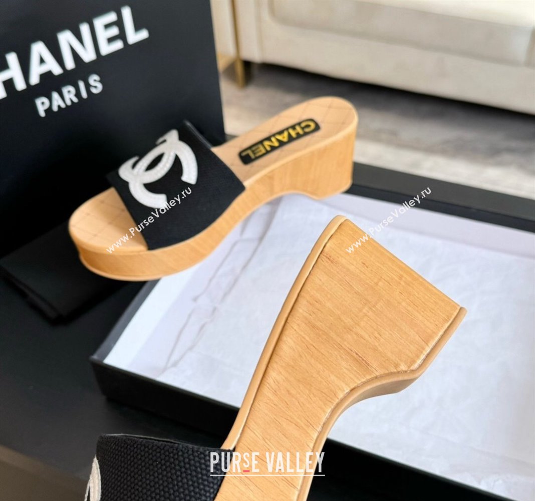 Chanel Fabric Patent Calfskin Mules G45555 Black 2024 (modeng-24040709)