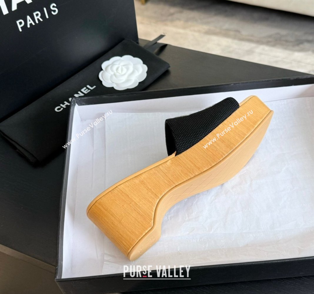 Chanel Fabric Patent Calfskin Mules G45555 Black 2024 (modeng-24040709)