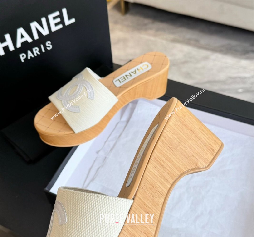 Chanel Fabric Patent Calfskin Mules G45555 White 2024 (modeng-24040710)