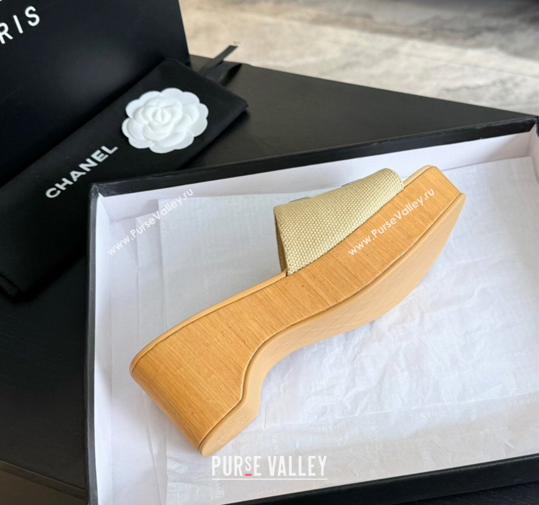 Chanel Fabric Patent Calfskin Mules G45555 Beige 2024 (modeng-24040711)