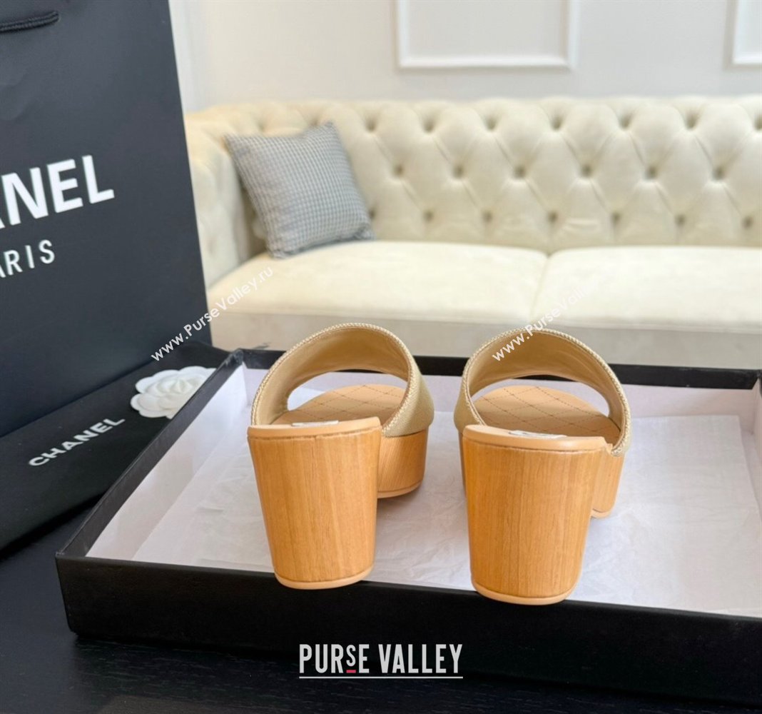 Chanel Fabric Patent Calfskin Mules G45555 Beige 2024 (modeng-24040711)