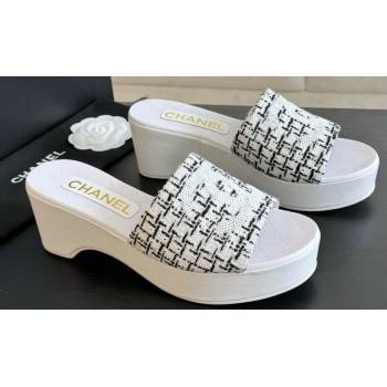 Chanel Tweed Patent Calfskin Mules G45555 Gray 2024 (modeng-24040714)