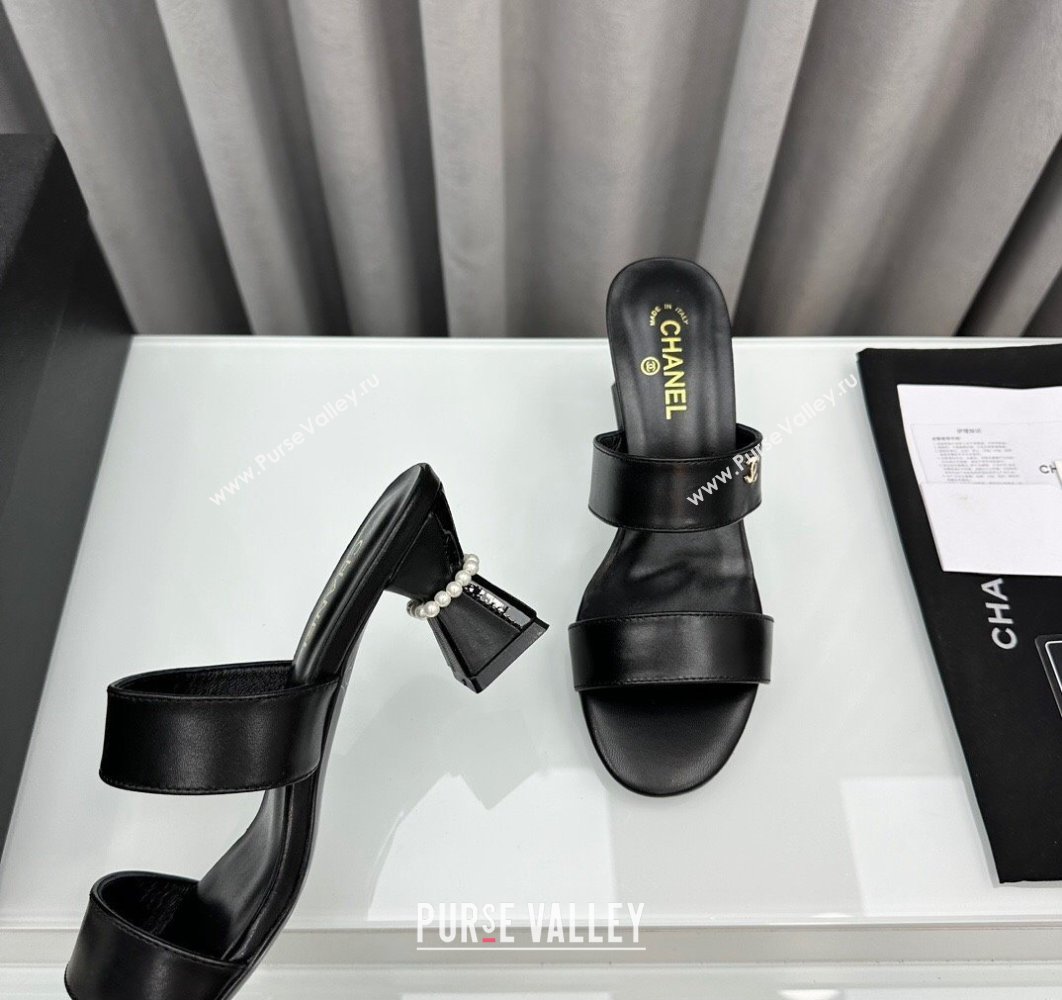 Chanel Lambskin Imitation Pearls Mules G45685 Black 2024 (modeng-24040717)