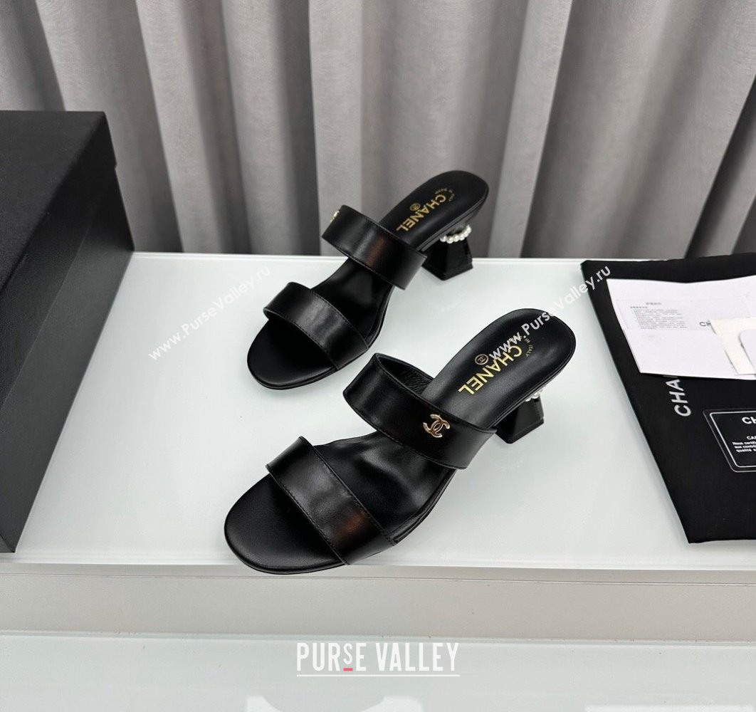 Chanel Lambskin Imitation Pearls Mules G45685 Black 2024 (modeng-24040717)