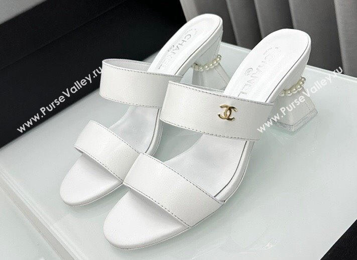 Chanel Lambskin Imitation Pearls Mules G45685 White 2024 (modeng-24040718)