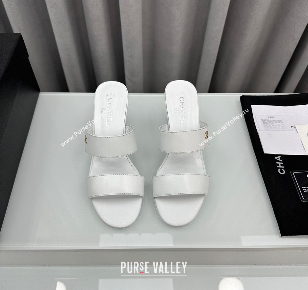 Chanel Lambskin Imitation Pearls Mules G45685 White 2024 (modeng-24040718)