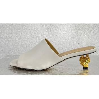 Bottega Veneta Mid Heel 4.5cm Leather Knot Mules White 2024 (modeng-24040731)