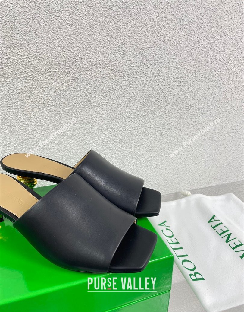 Bottega Veneta Mid Heel 4.5cm Leather Knot Mules Black 2024 (modeng-24040730)